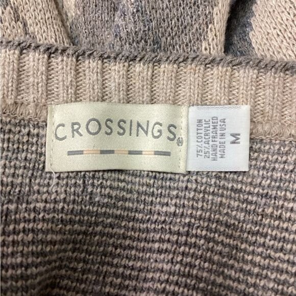 Crossings Vintage Mens Crewneck Pullover Argyle Sweater, Tan, size M - Picture 6 of 7
